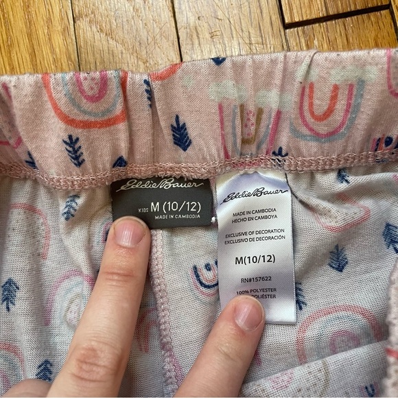 4/$25 Eddie Bauer Pajama Set Girls Medium 10/12 Pink Rainbow Long Sleeve Pants - Picture 15 of 15